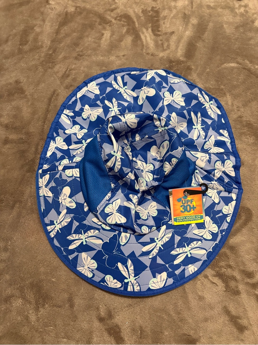 Kids Blue Floral Sun Hat with UPF 30+